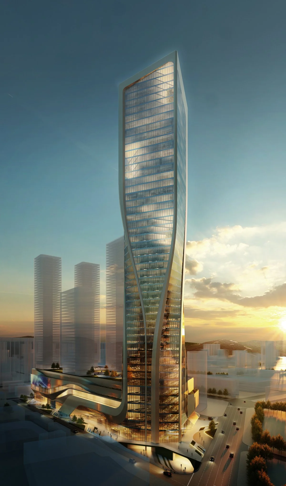 The office tower above the market