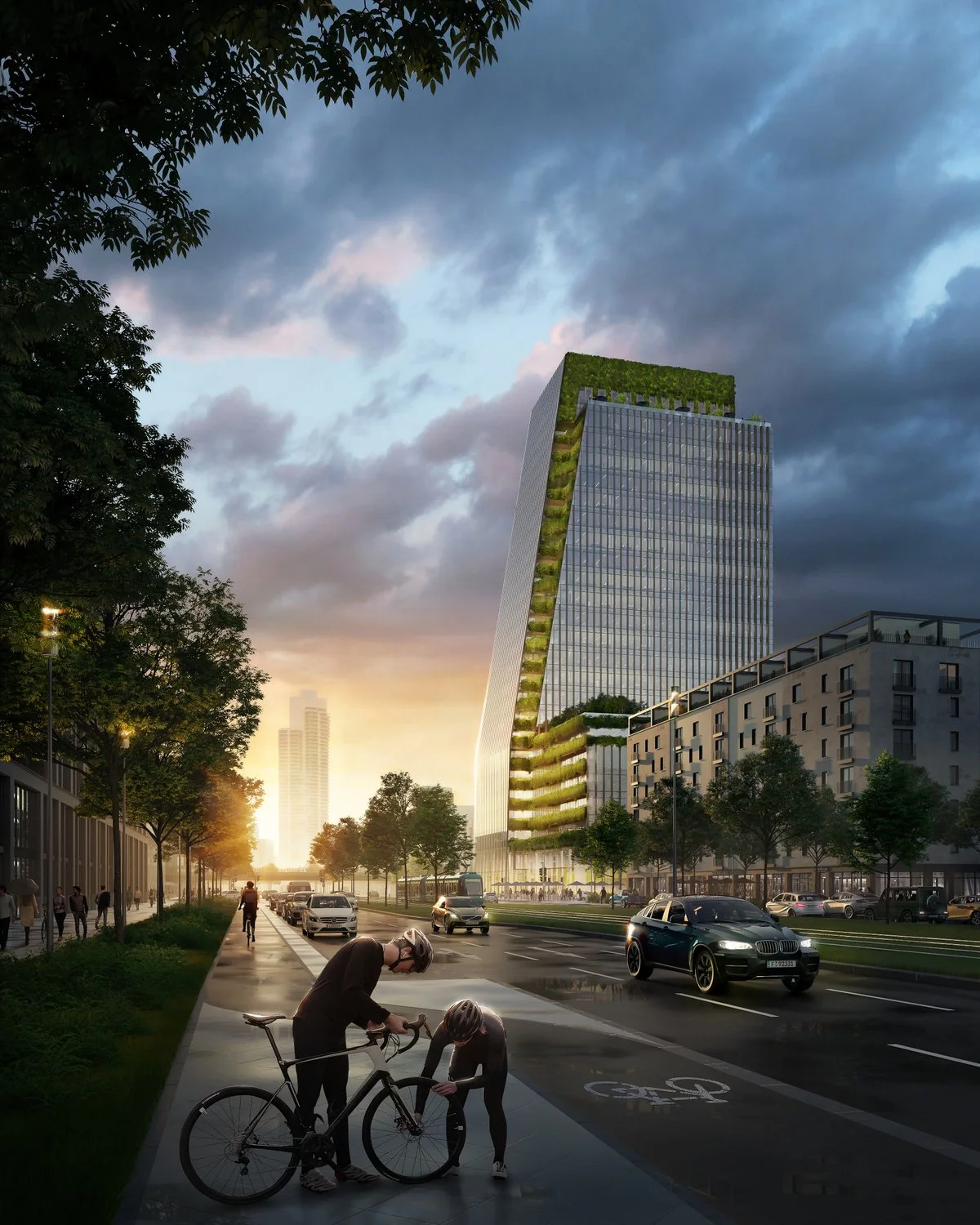 The cut corner with vertical greenery